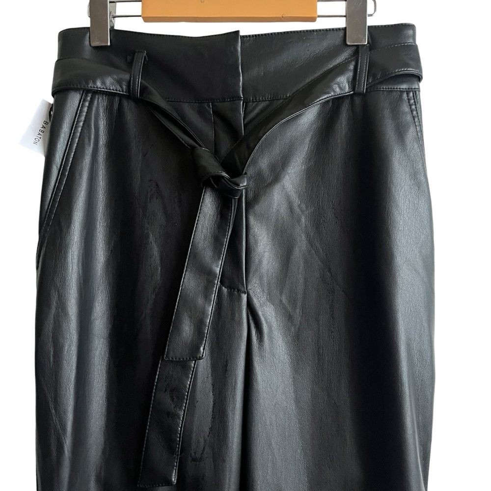 NWT Aritzia Babaton Belted Pant Vegan Leather Black Size 10 - Picture 3 of 15